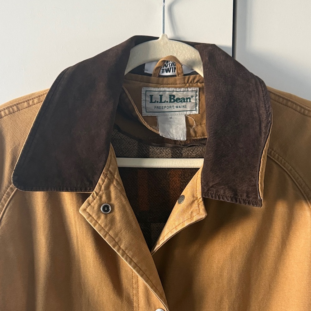 LL BEAN / 70's Aztec Trench Coat MADE IN USA WOOL Blanket Lined - Picture 2 of 15